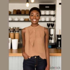 Banana Republic Sleeveless Ruffle-Placket Blouse Luminous Peach Size Small